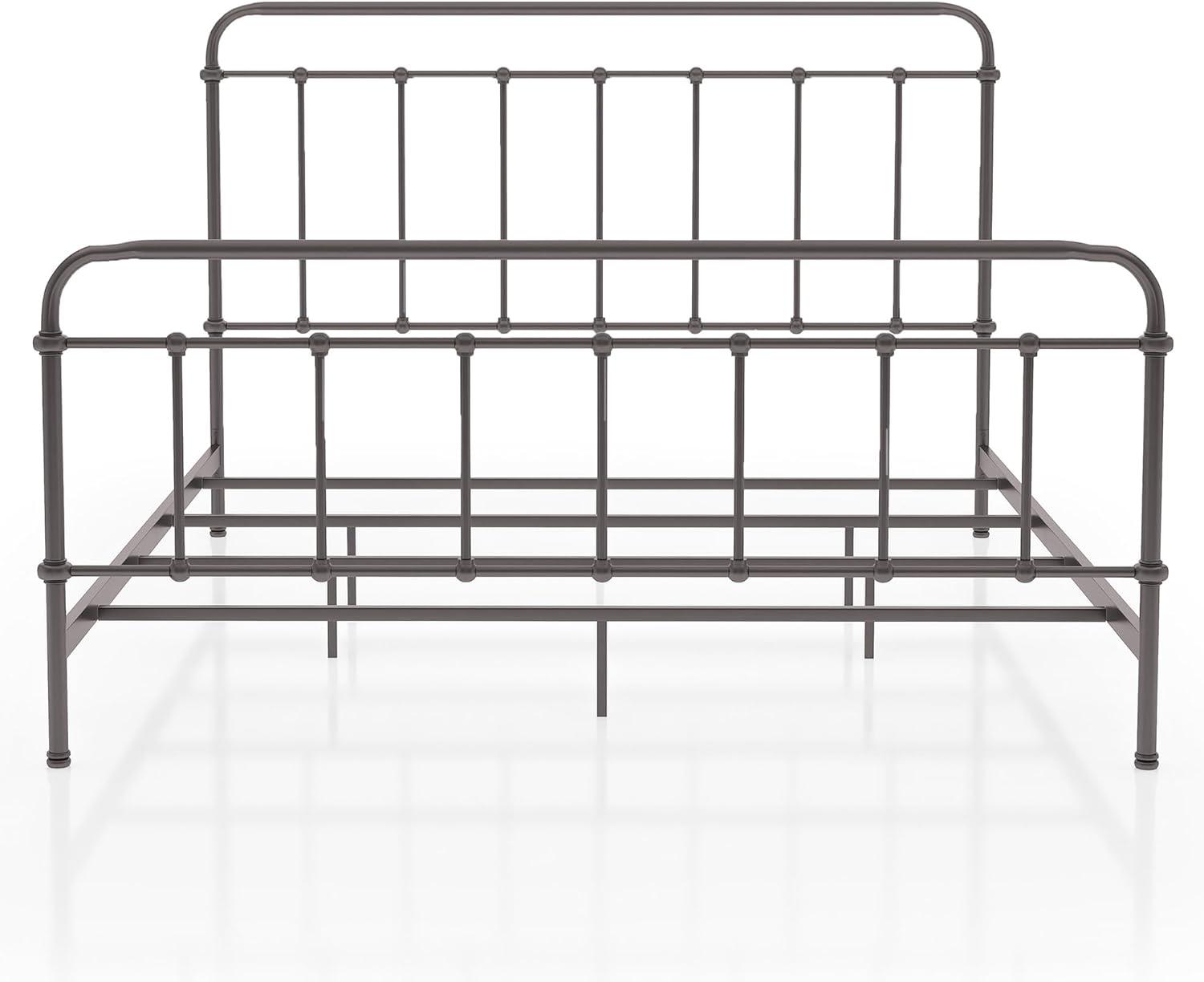 California King Dark Bronze Metal Spindle Bed with Headboard