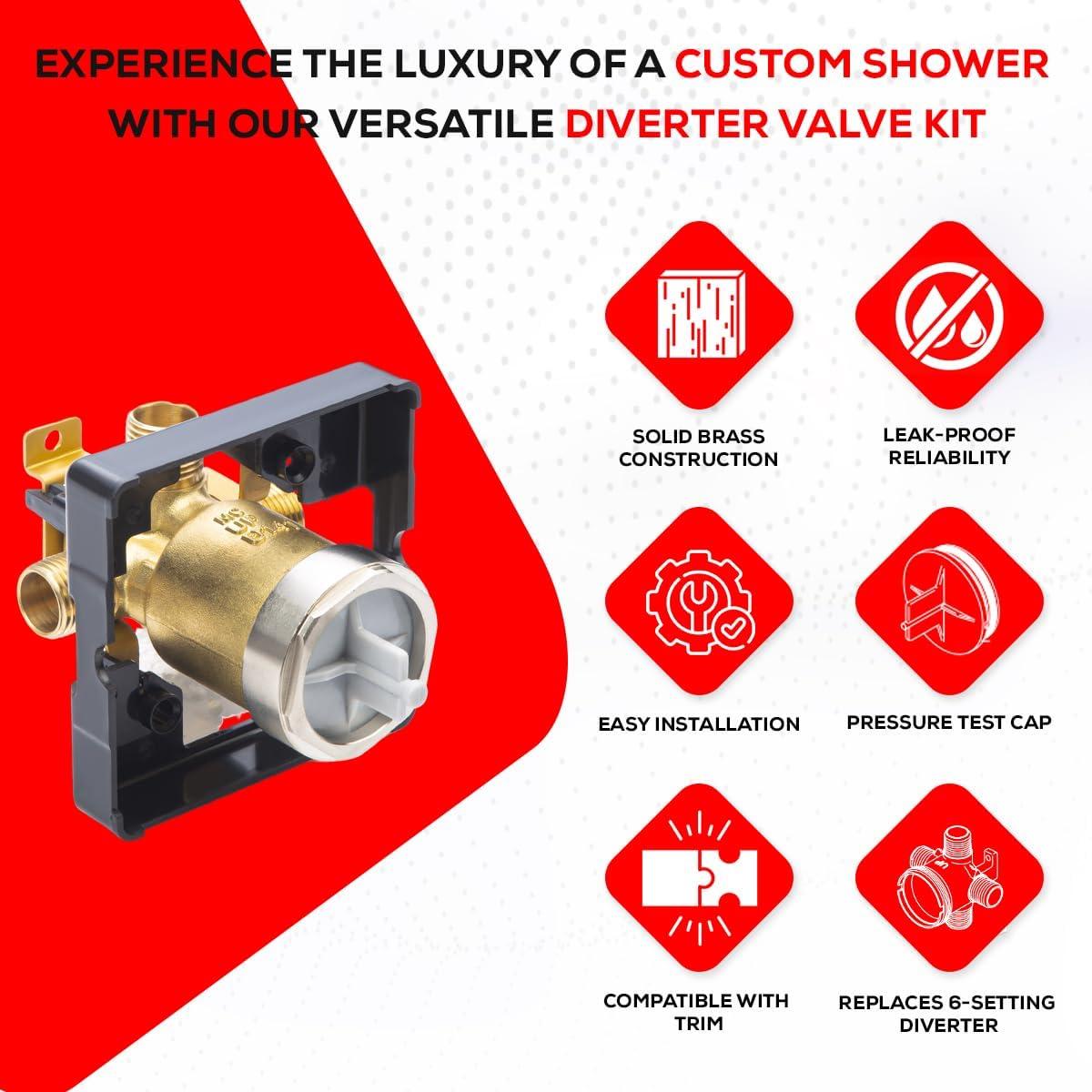 R10000 UNBXHF Shower Valve Body, for Shower Faucet Decoration Kit, Bathroom Concealed Valve Diverter