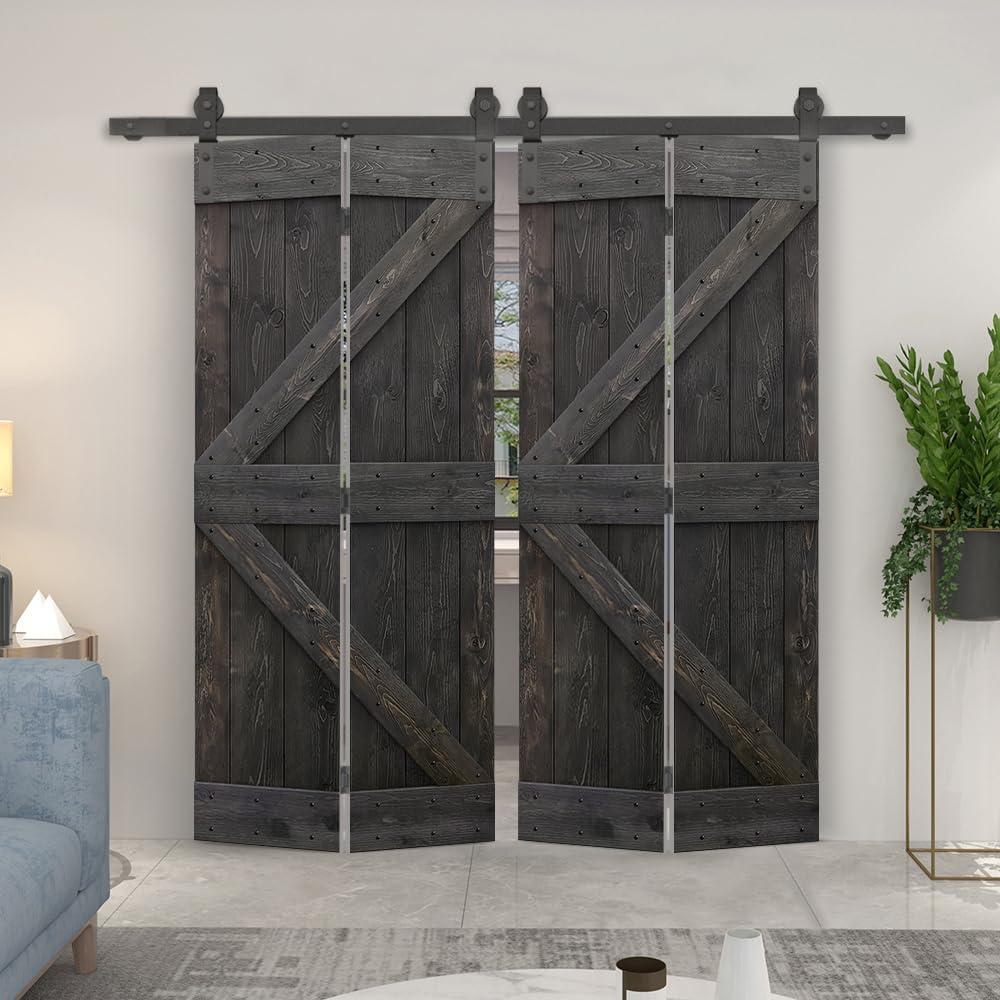 Calhome 84'' Solid Wood Barn Doors Painted without Installation Hardware Kit Barn Door