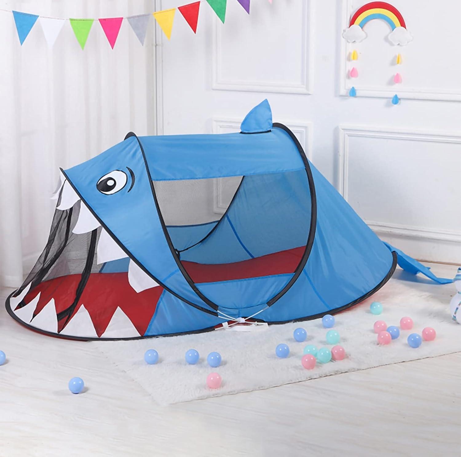 Kids Play Tents – Collapsible Tent for Boys Girls Gift - Large Foldable Playhouse Indoor/Outdoor Fun - Pop up Tent Toys for Age 1 and up Child Birthdays Presents (Shark)