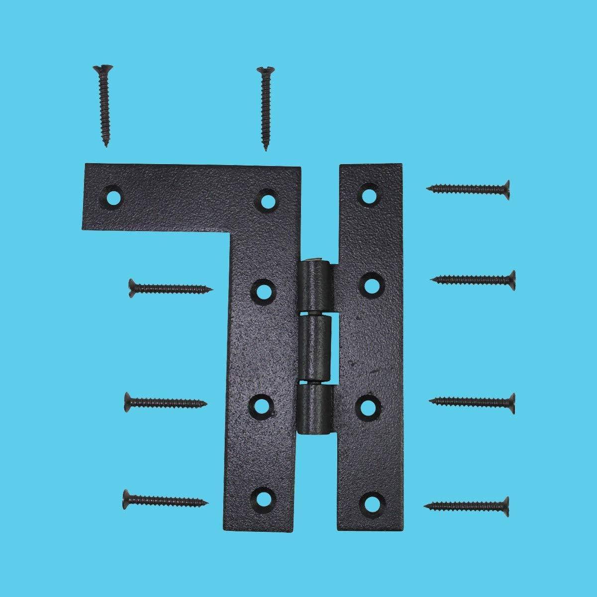 Pair Flush H-L Wrought Iron Cabinet Hinge Surface Mount Hinge