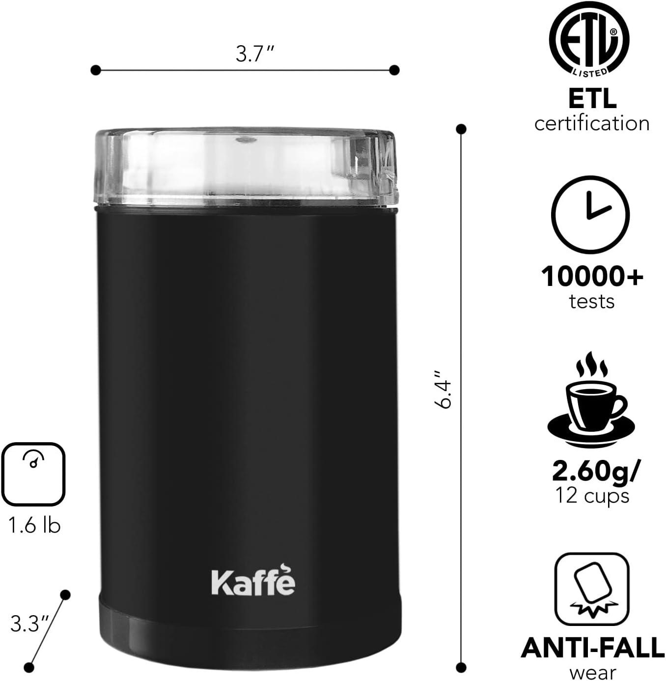 Kaffe Coffee Grinder Electric (3.5oz/14 Cup) , Best Coffee Grinders Reduced Price w Free Cleaning Brush, Matte Black