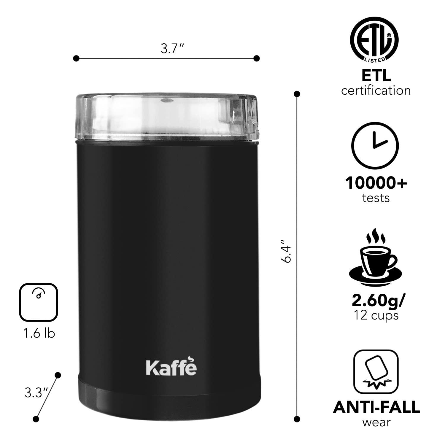 Kaffe Coffee Grinder Electric (3.5oz/14 Cup) , Best Coffee Grinders Reduced Price w Free Cleaning Brush, Matte Black