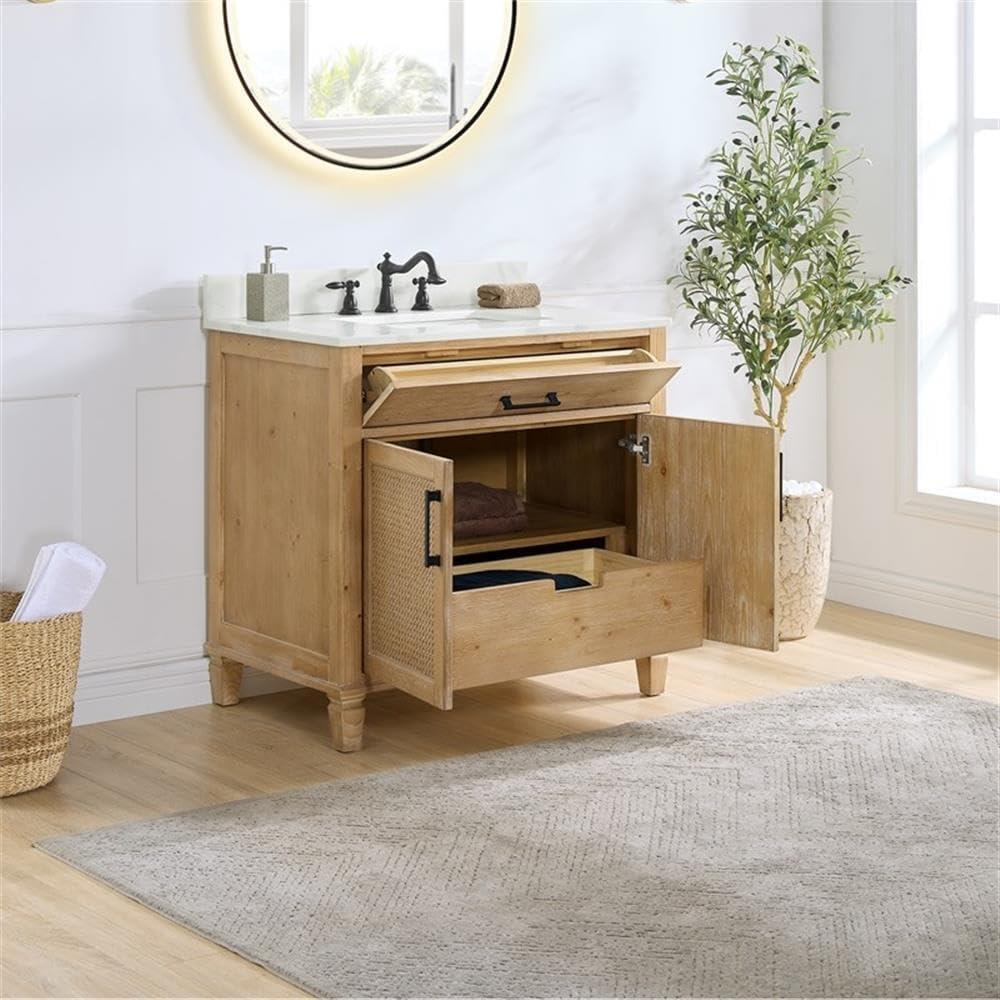 Solana 35.2" Single Bathroom Vanity Base Only in Weathered Fir