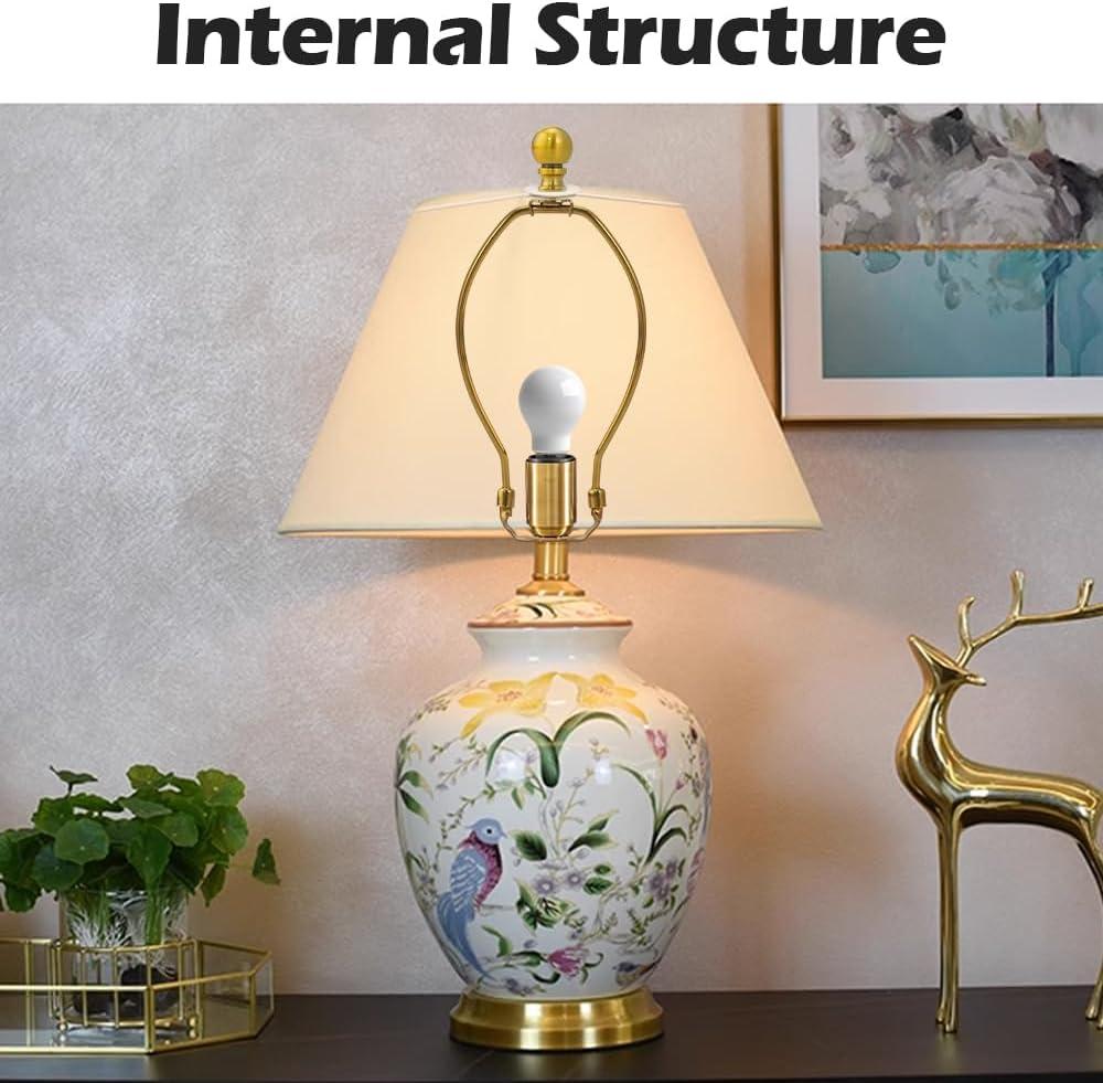 Royal Designs, Inc. Set of 2, 8 inch Polished Brass Lamp Shade Harp Holder with Lamp Finial, DIY Repair/Replacement, Heavy Duty, for Table/Floor Lamps