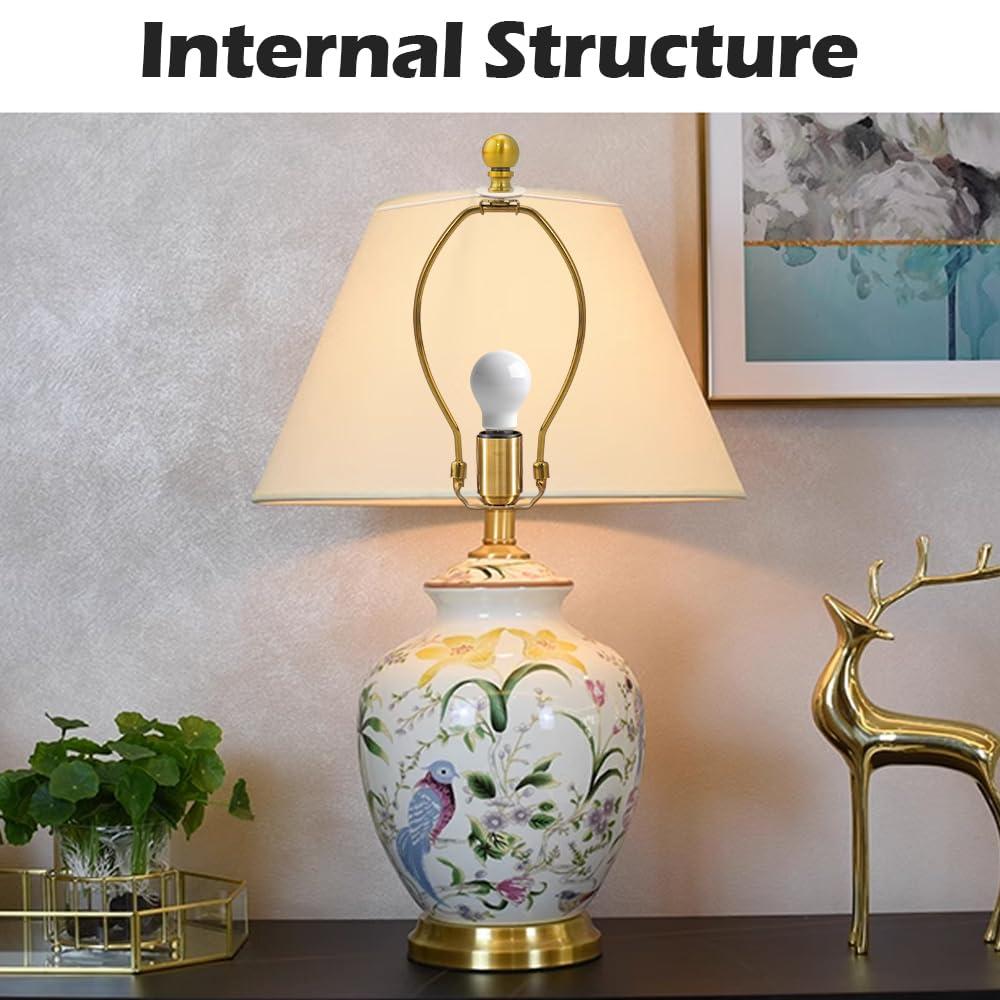 Royal Designs, Inc. Set of 2, 8 inch Polished Brass Lamp Shade Harp Holder with Lamp Finial, DIY Repair/Replacement, Heavy Duty, for Table/Floor Lamps