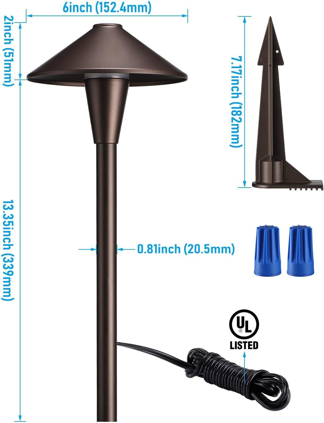 3CCT Low Voltage Landscape Pathway Lights, 5W LED Landscape Path Light, Aluminum, Oil Rubbed Bronze