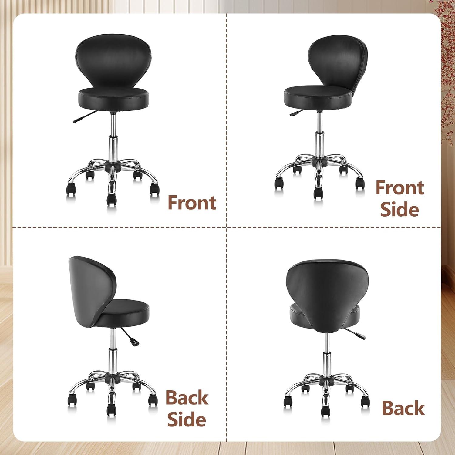 Backed Adjustable Height Ergonomic Lab Stool with Wheels