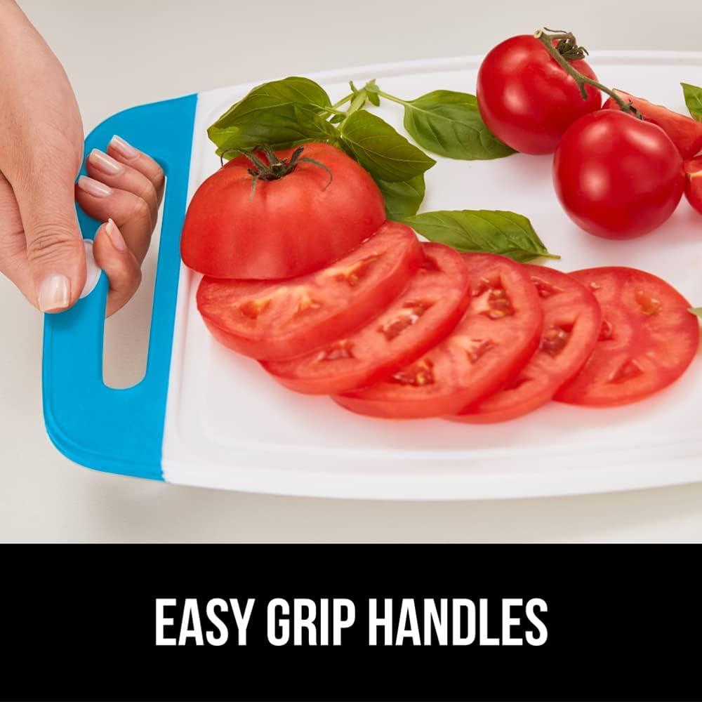 Gorilla Grip Oversized 100% BPA Free Reversible Kitchen Cutting Board Set of 3, Juice Grooves, Dishwasher Safe, Aqua