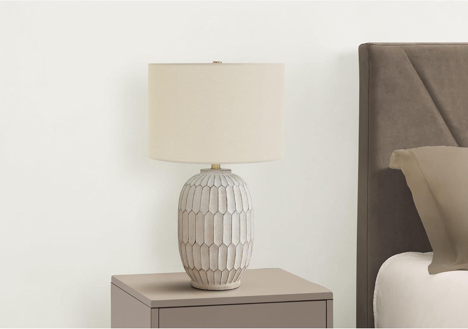 Lighting - 24"h Table Lamp - Cream Resin Base - Ivory Shade - Transitional Style