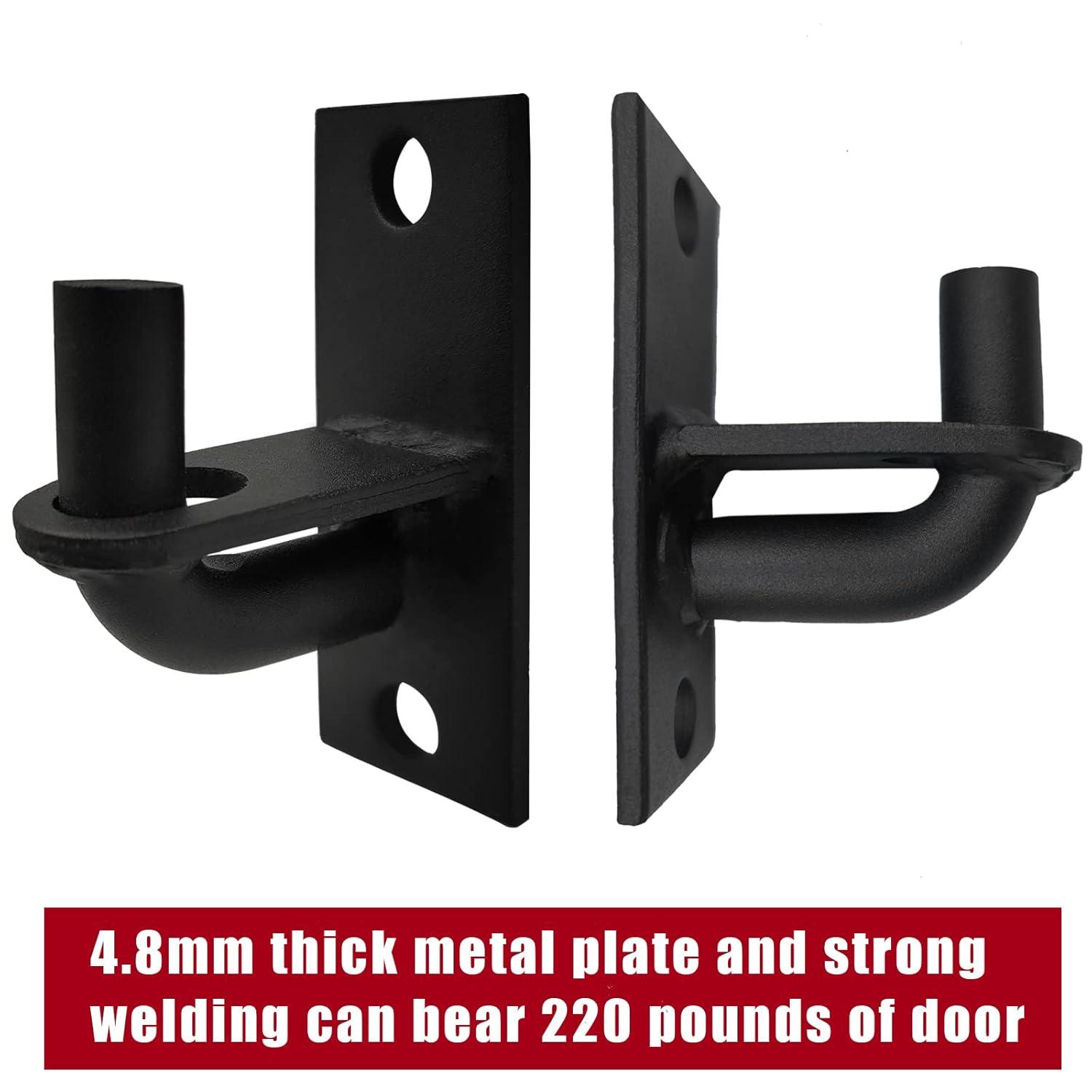 2 Pack Wall Mount Heavy Duty Chain Link Fence Gate Hinges with 5/8 Hinge Pin (Screws Not Included), Black