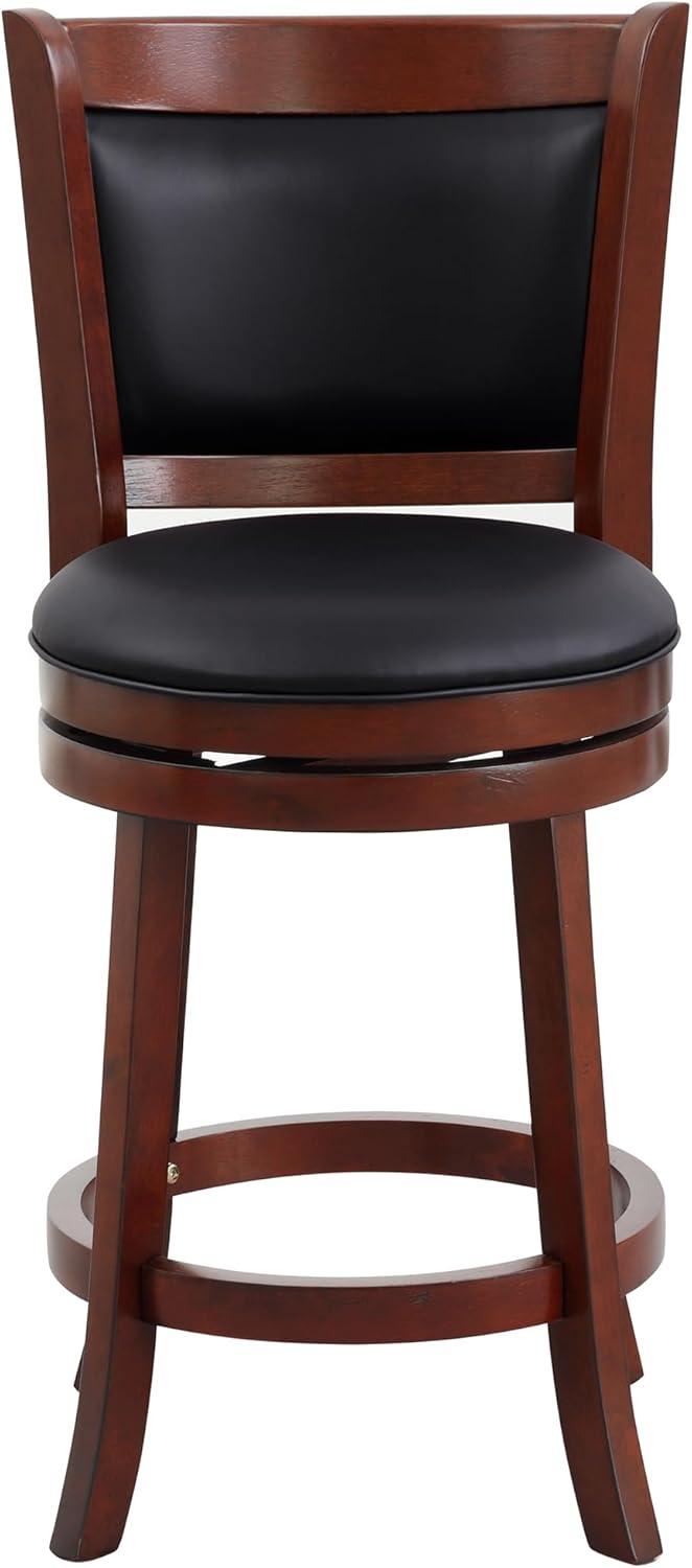 Lexicon Shapel Faux Leather Swivel Counter Stool in Dark Cherry