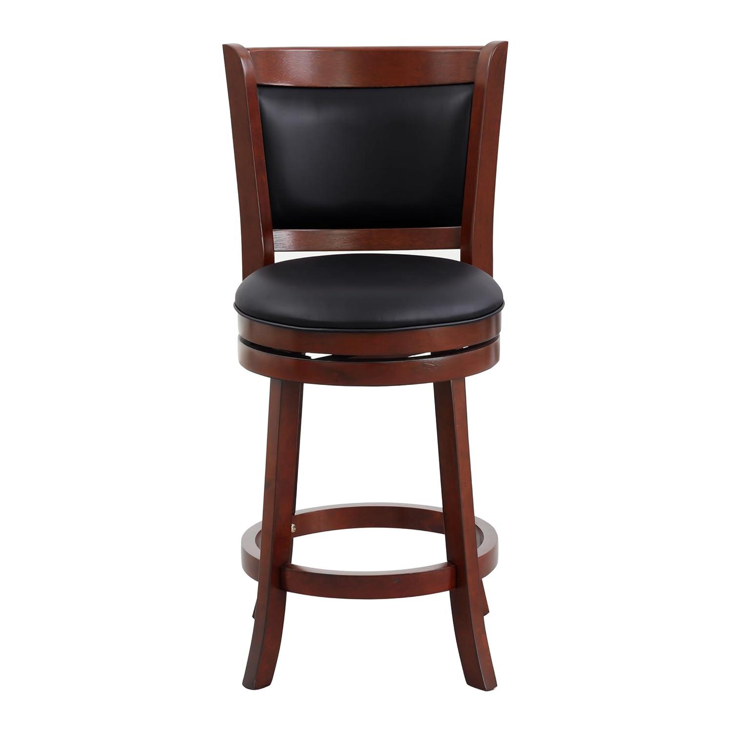 Lexicon Shapel Faux Leather Swivel Bar Stool in Dark Cherry