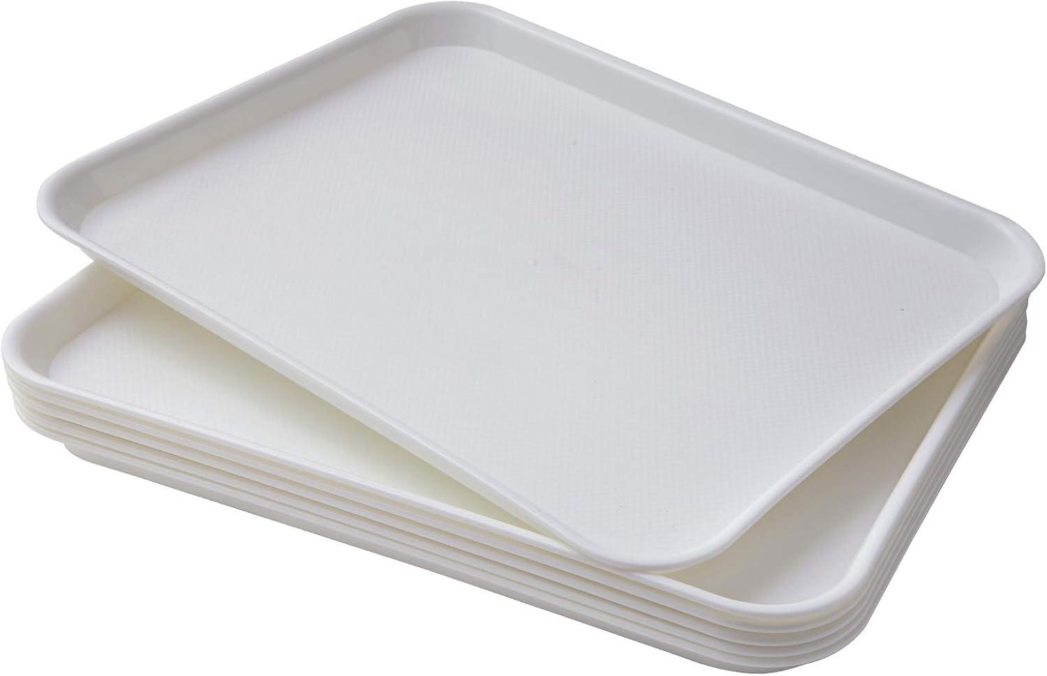 White Plastic Fast Food Serving Trays Set of 6