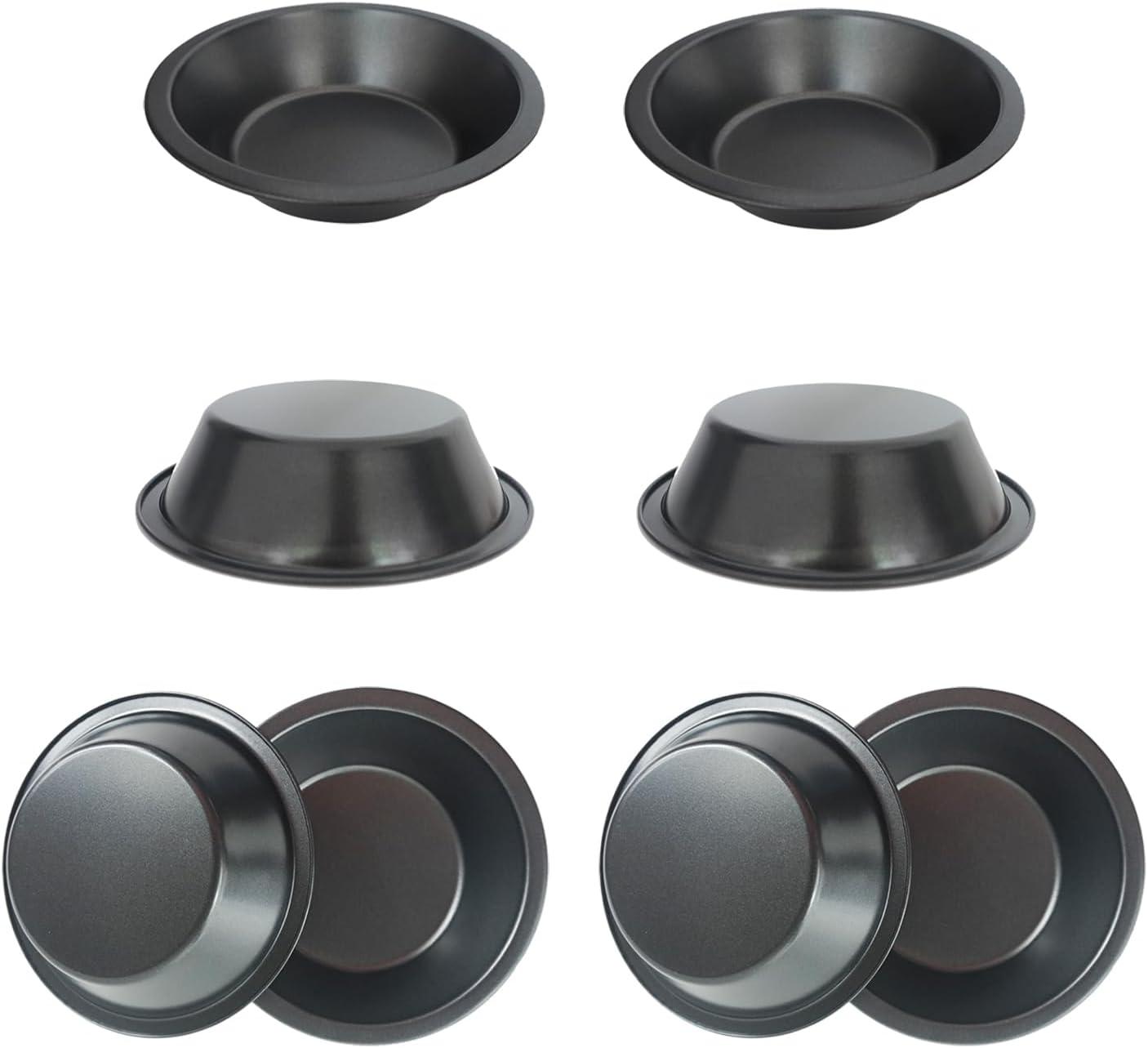 8 PACK Mini Pie Pans 5 Inch, Small Round Metal Pie Tins, Nonstick Carbon Steel Individual Pie Plate Baking Dish, Pot Pie Tin - for Baking Pies, Crust, Tarts, Black