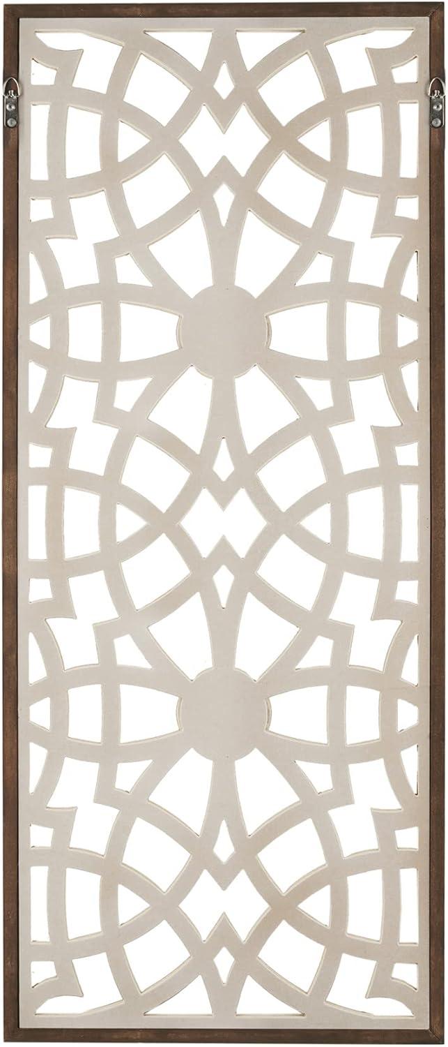 Winston Porter Geometric Wood Panel Wall Art, Farmhouse Style Fretwork Design, Solid Wood Frame Wall Decor