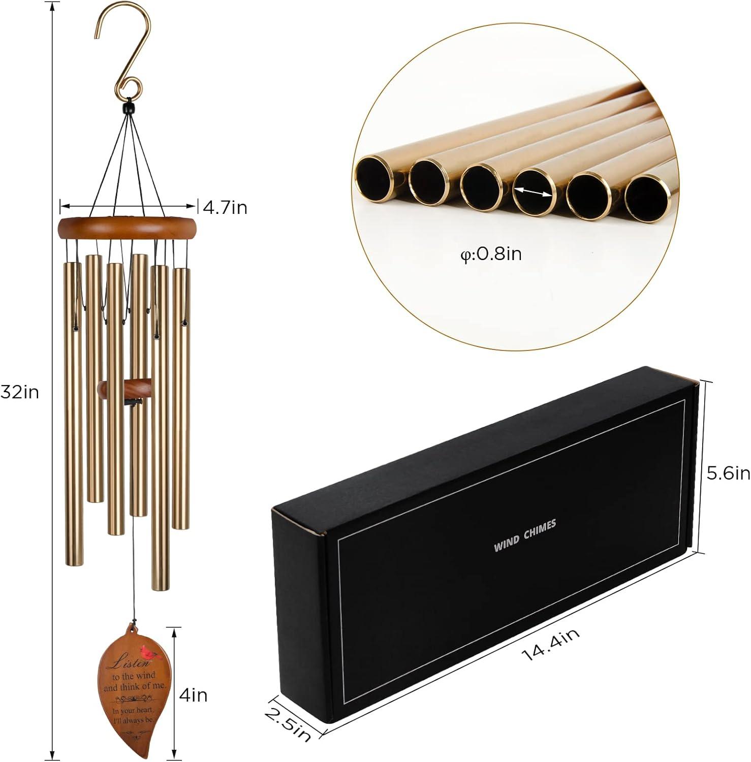 Sympathy Gifts for Loss of Loved One 32" Memorial Wind Chimes for Loss of Loved One Bereavement Condolence Gifts Sympathy Windchimes Memory Wind Chime with Memorial Card