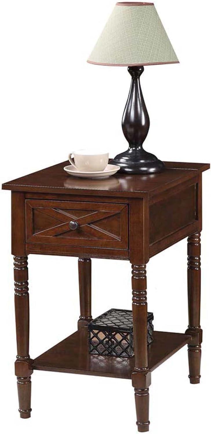 Country Oxford End Table with Charging Station, Espresso