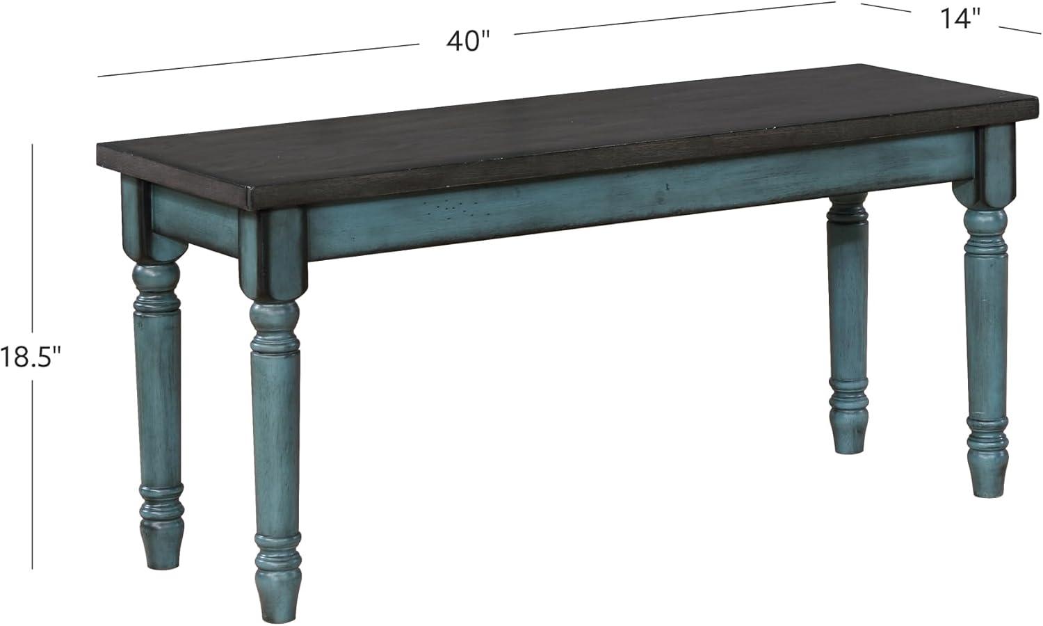 Io 40" Two Tone Solid Wood Farmhouse Dining Bench