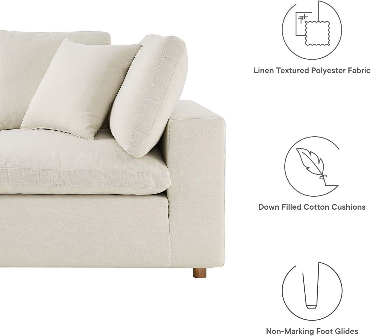 Light Beige Fabric Modern Modular Loveseat Sofa