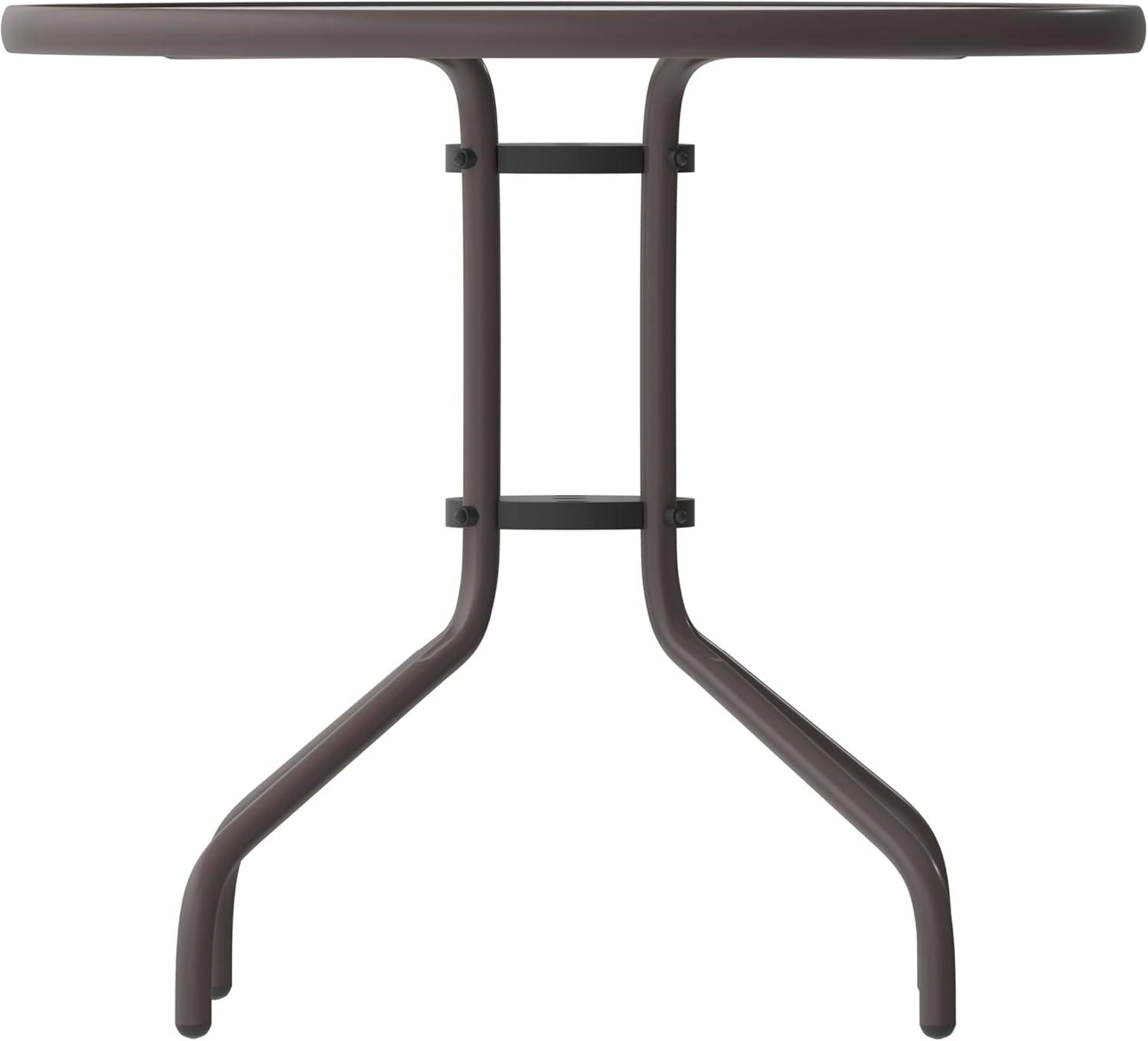 Flash Furniture Bellamy 31.5'' Bronze Round Tempered Glass Metal Table