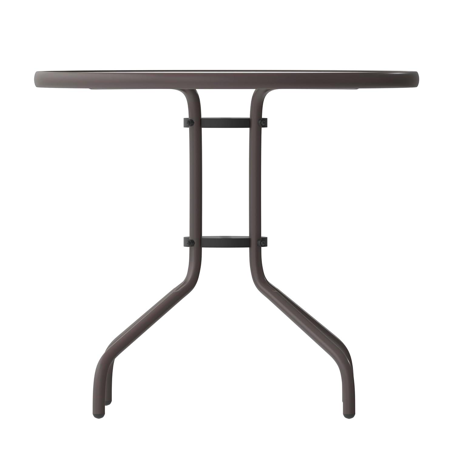 Flash Furniture Bellamy 31.5'' Bronze Round Tempered Glass Metal Table