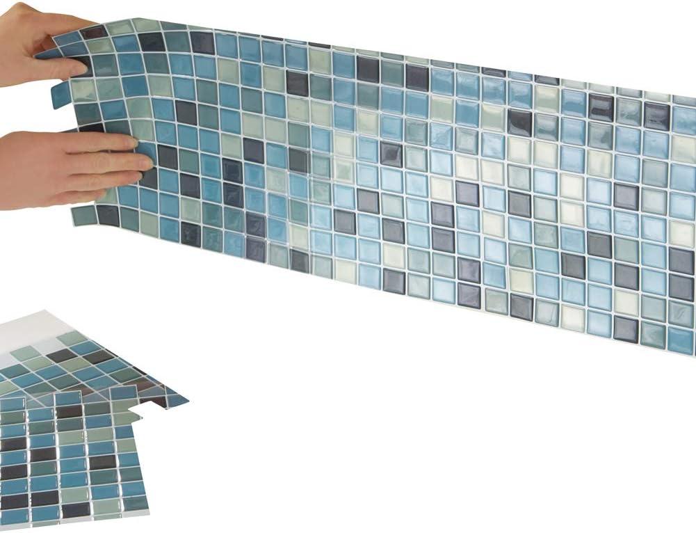 Collections Etc Multi-Colored Adhesive Mosaic Backsplash Tiles for Kitchen and Bathroom - Set Of 6