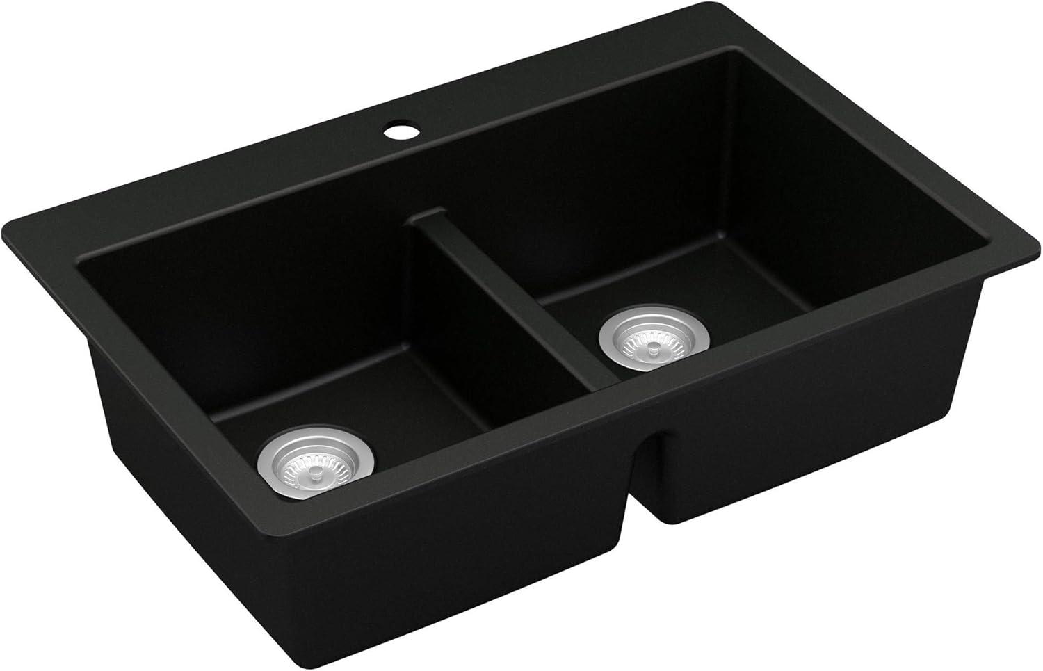 Karran Quartz 33'' X 22'' 50/50 Double Bowl Composite Drop-in Kitchen Sink