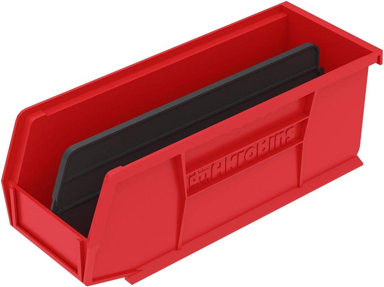 Red Stackable Plastic Storage Bin with Hopper Front