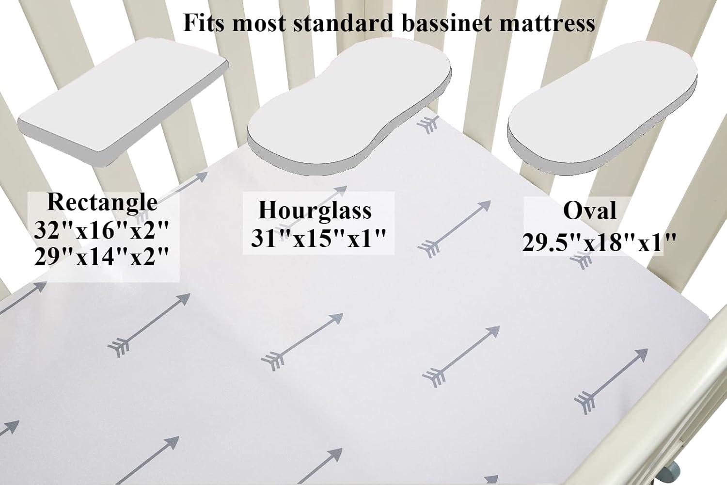 Ely's & Co. Baby Fitted Bassinet Sheet 100% Combed Jersey Cotton for Baby Boy 2 Pack