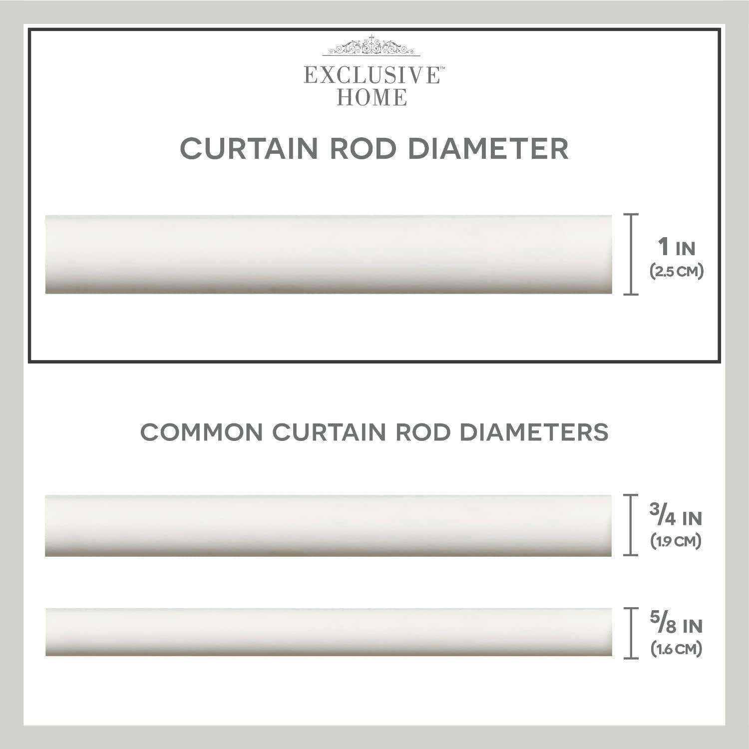 EXCLUSIVE HOME Rope Knot 1" Curtain Rod and Coordinating Finial Set, Matte White, Adjustable 36"-72"