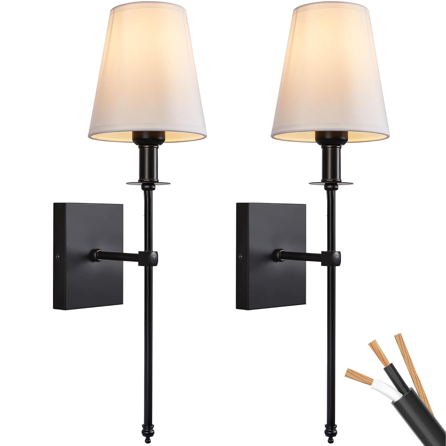 Battery Operated Black Wall Sconce Set Of 2,not Hardwired Fixture Wireless Wall Light ,dimmable Picture Sconces Cordless ,Easy To Install Battery Powered Lamp,for Bedroom, Lounge, Farmhouse Gallery