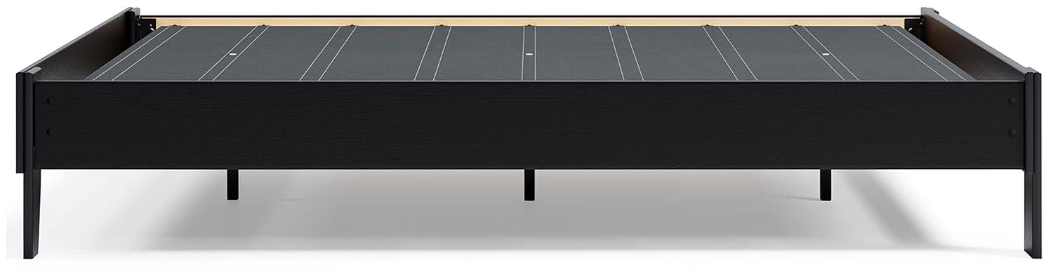 Signature Design by Ashley Queen Piperton Platform Bed Black: Modern Style, MDF Frame, No Box Spring Needed