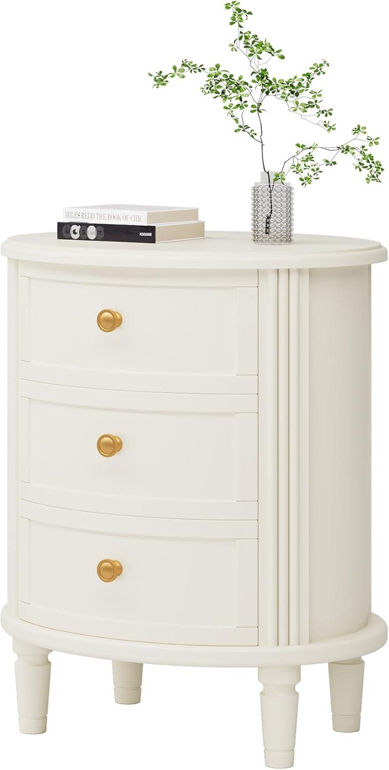 Nightstand with 3 Drawers, No Assembly White