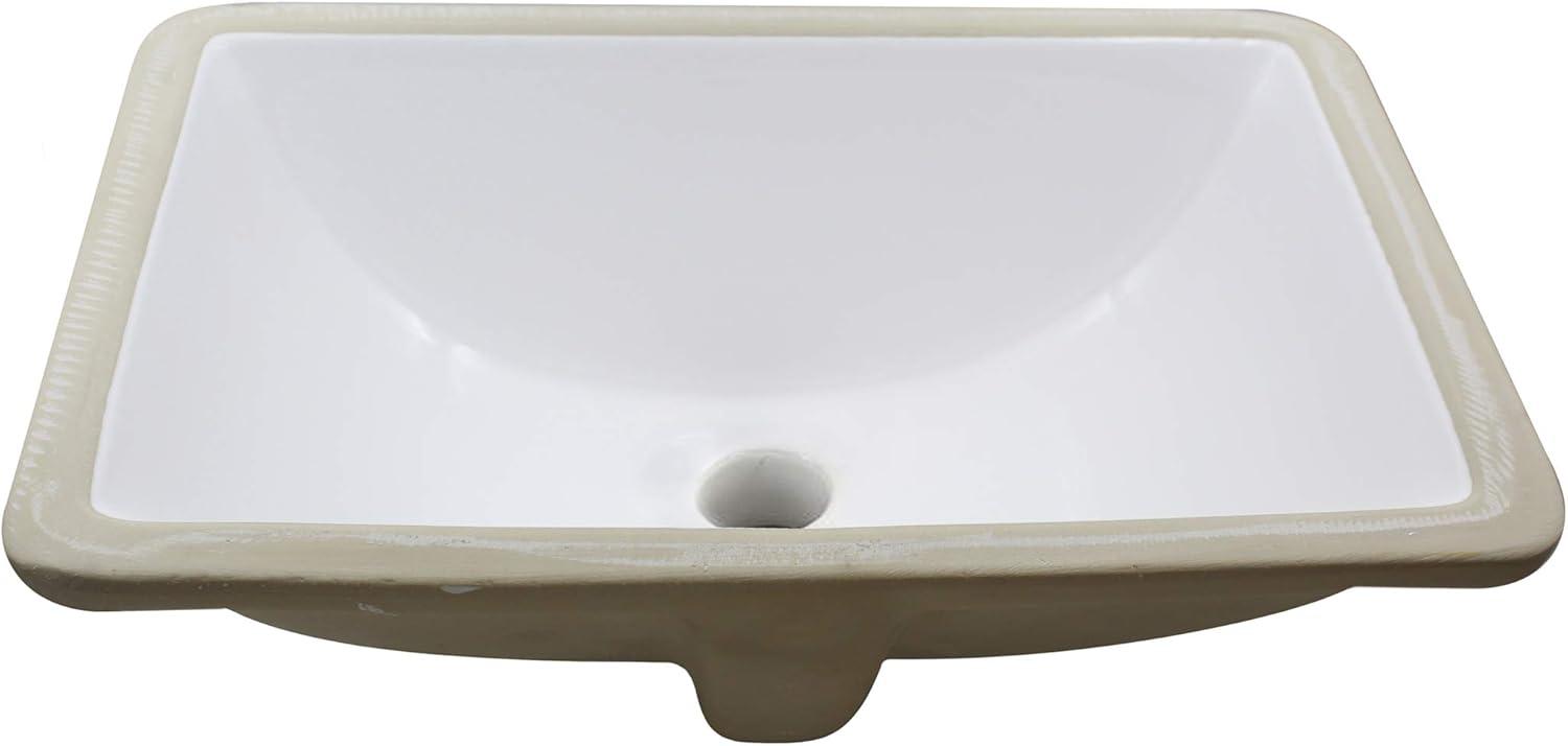 Rectangular White Ceramic Undermount Bathroom Sink