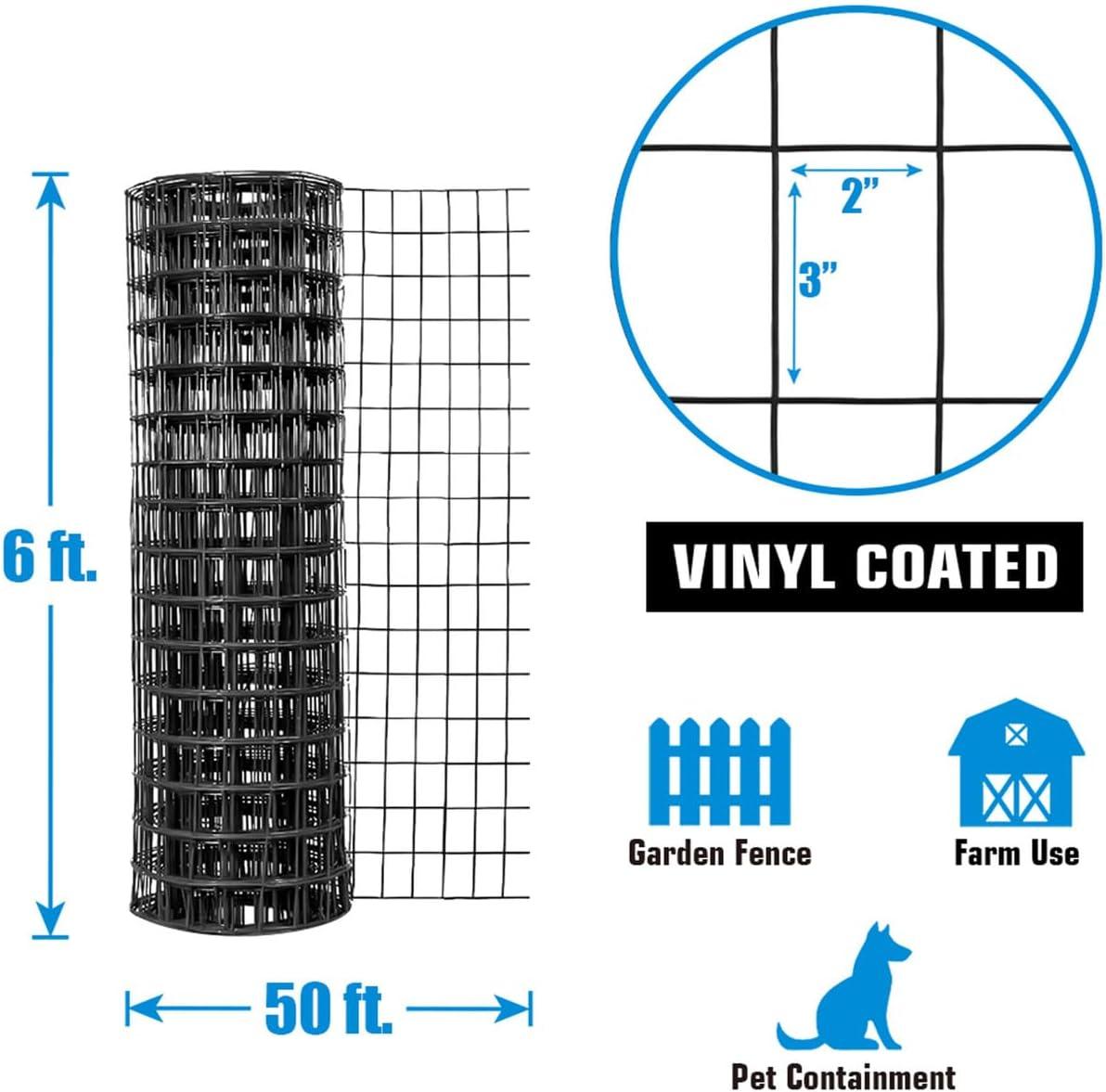 Fencer Wire Fencer Wire Vinyl Coated 16 Gauge Welded Fence Wire Roll, Mesh Size 2-Inch x 3-Inch