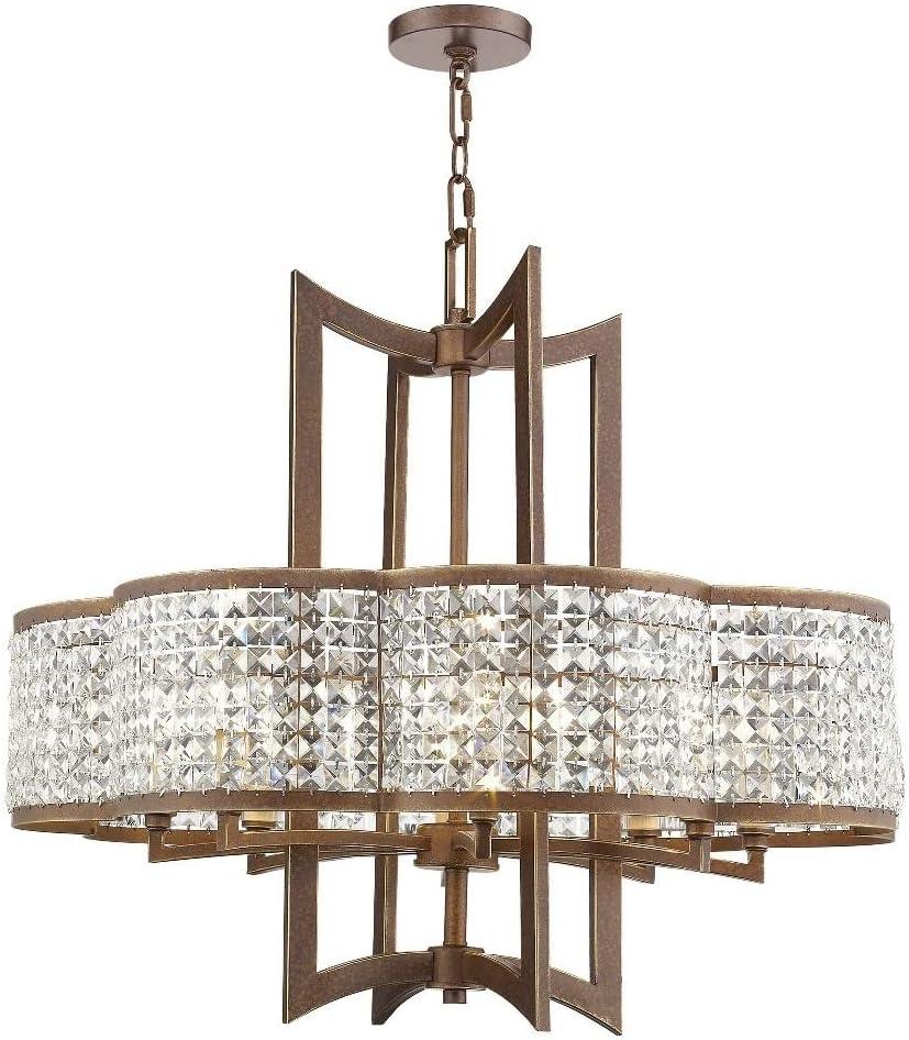 Brushed Nickel and Crystal 8-Light Chandelier