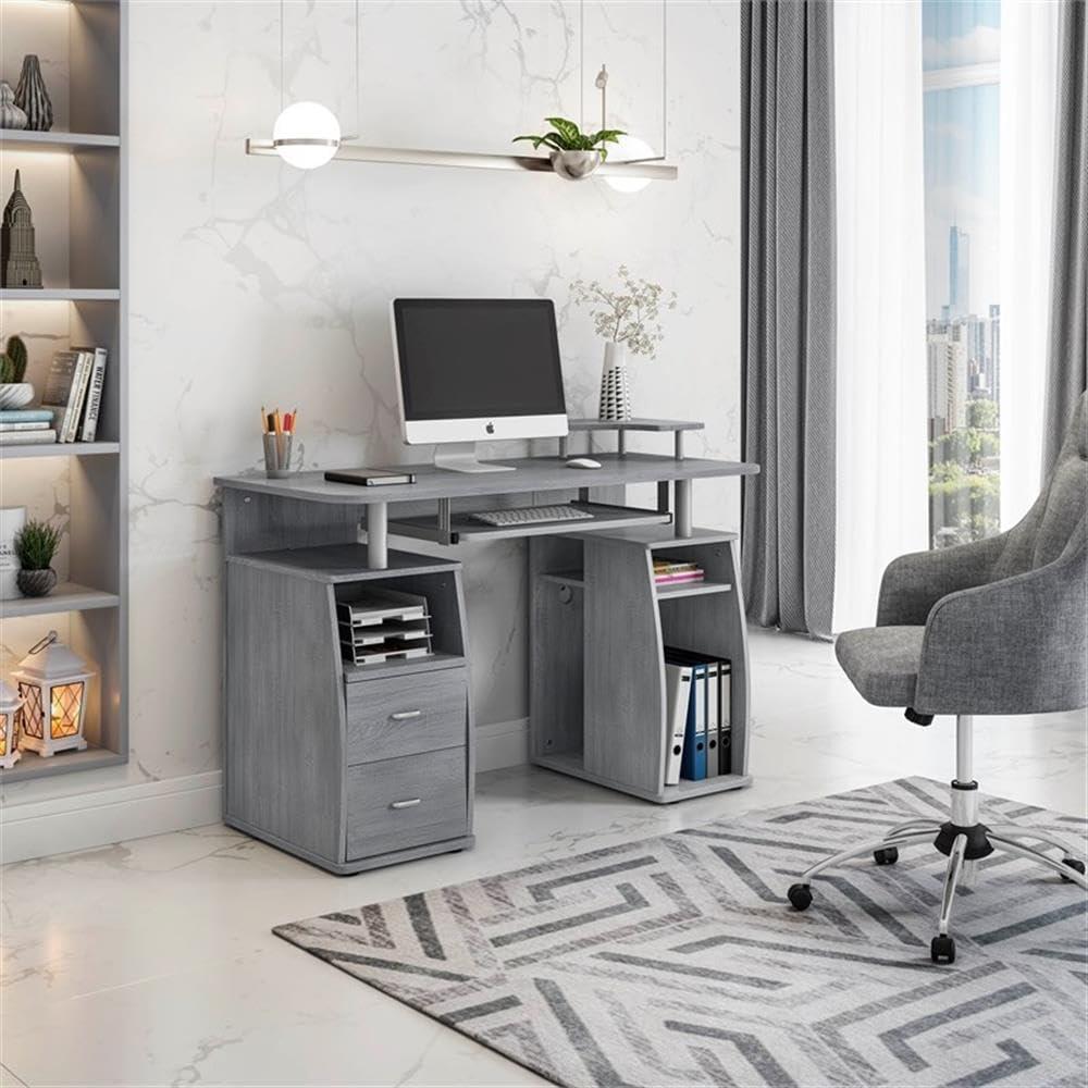 Wood Computer Desk with Drawers - Techni Mobili