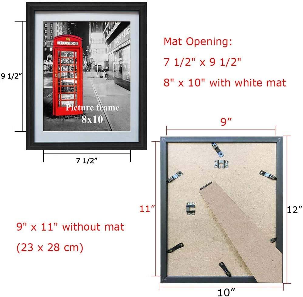 CRUGLA 6 Pack 8x10 Picture Frames, Black Photo Frame Set with Mat for Wall or Tabletop Decoration