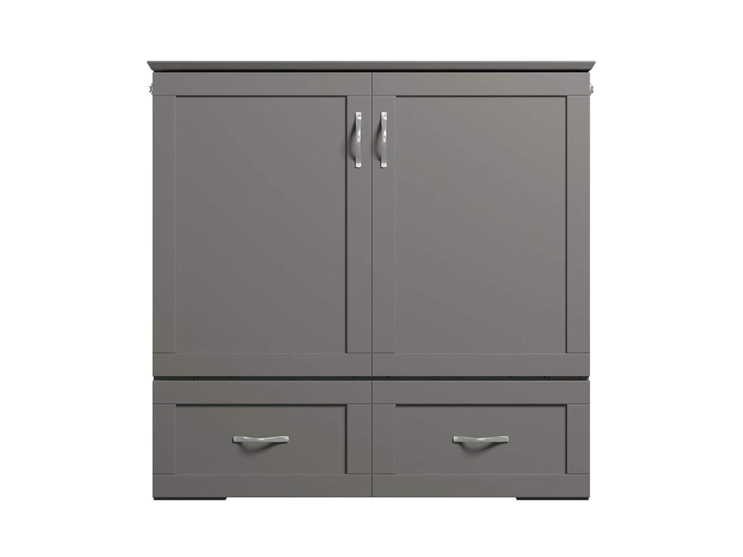 AFI Hamilton Twin XL Solid Wood Murphy Bed Chest with Built-In Charger in Gray