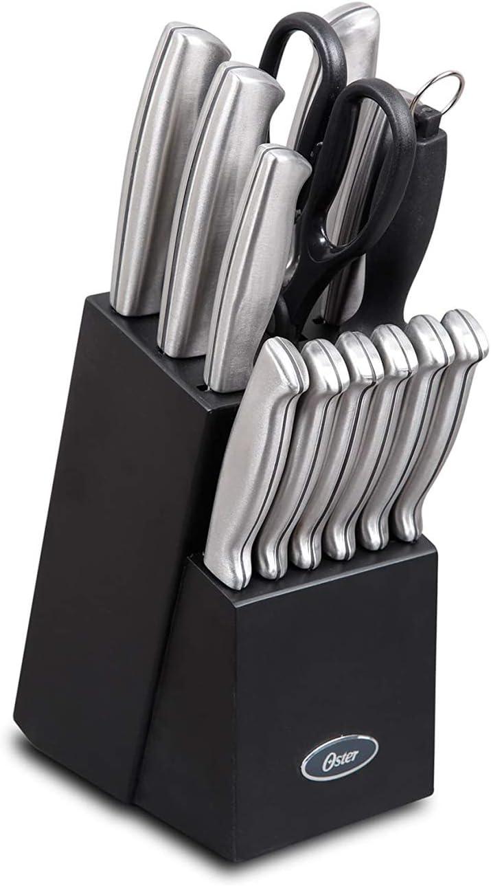 Oster 14-Piece Stainless Steel Knife Set with Black Block