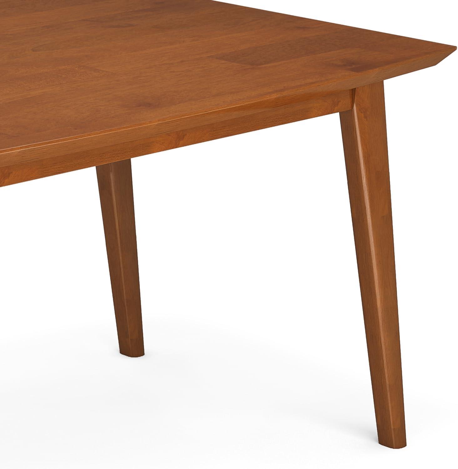 Simpli Home Draper 66"W Solid Wood Mid-Century Modern Rectangle Dining Table, Seats 6