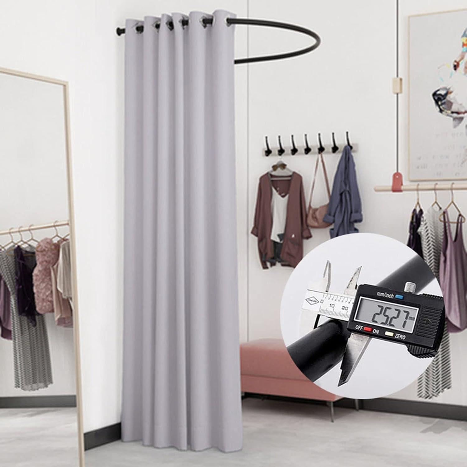 Madamera Clothing Store Fitting Room, Changing Room Used in Mall and Office, U-Dressing Room for Privacy Protection and Room Divider, Including Shading Curtain, Hanging Rod and Hook Up (Grey)