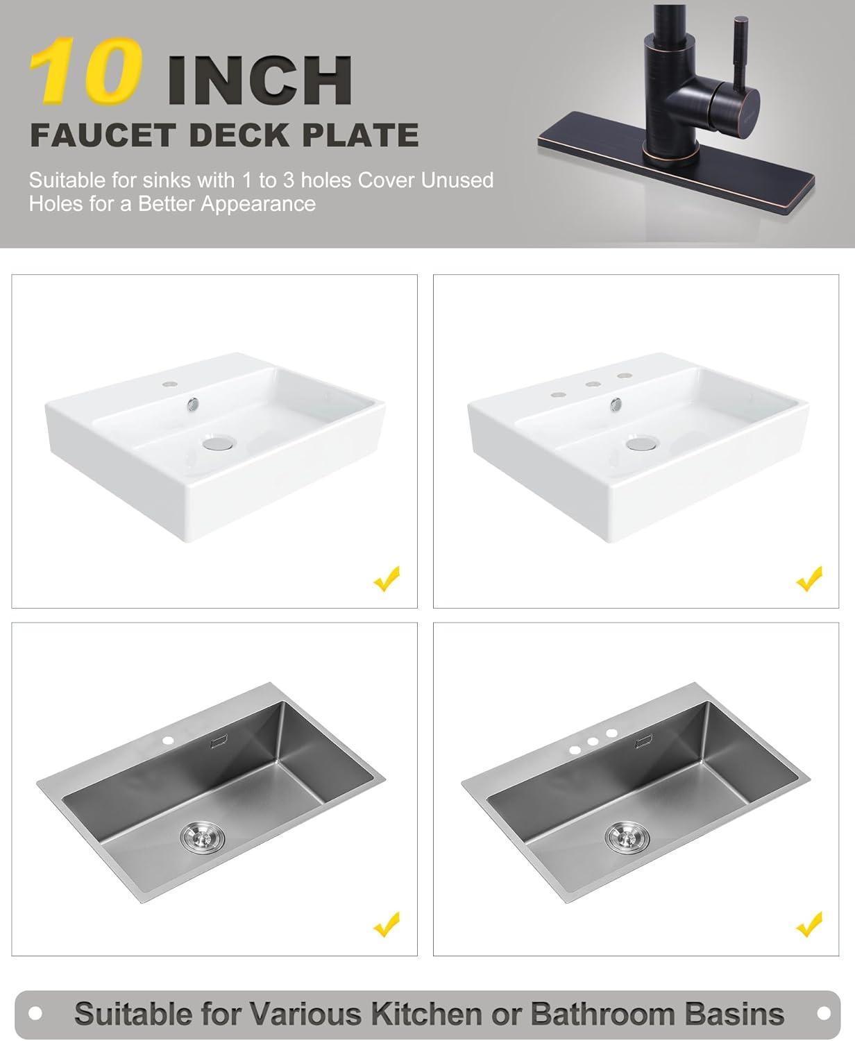 iVIGA 10" Sink Faucet Hole Cover Deck Plate