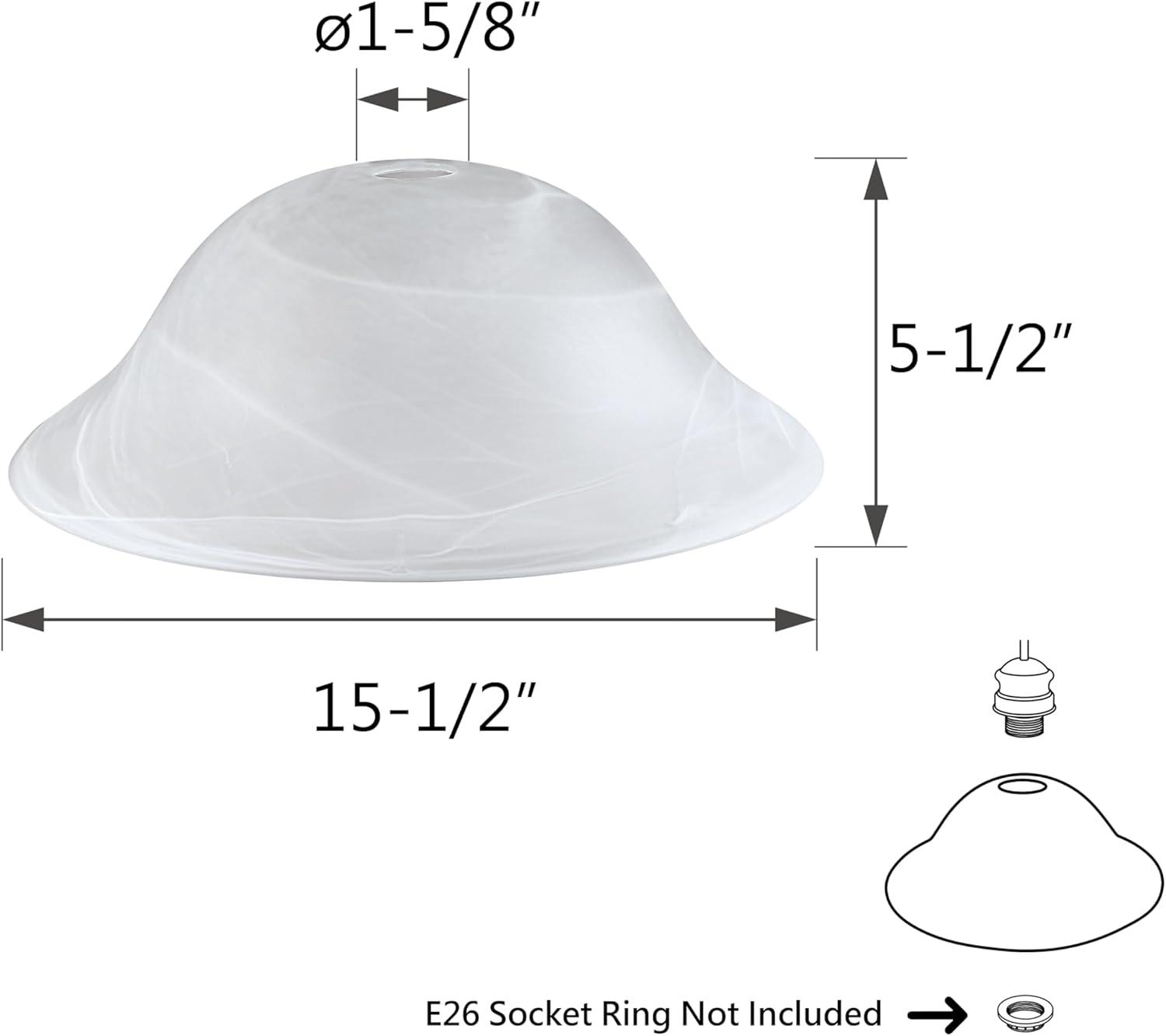 Aspen Creative 23140-11 Etched Alabaster Transitional Style Replacement Glass Shade for Medium Base Socket Torchiere Lamp, Swag Lamp and Pendant, 15-1/2" Diameter x 5-1/2" High, 1 Pack