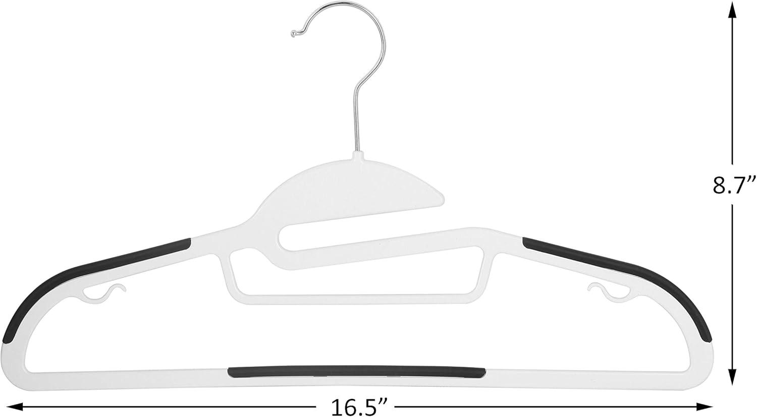 Heavy Duty White Plastic Hangers with Non-Slip Pads, 50 Pack