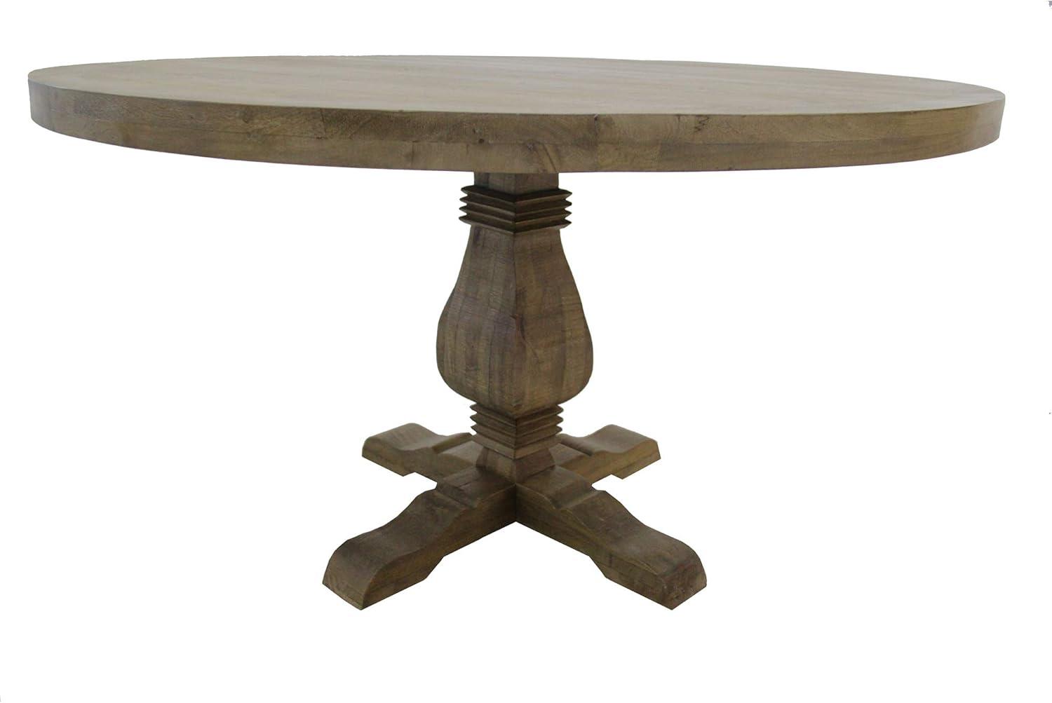 54 in. Round Natural Mango Wood Farmhouse Dining Table