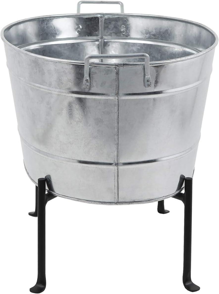 24" Classic Oval Galvanized Tub With Folding Stand Steel - ACHLA Designs: Wrought Iron Beverage & Plant Stand