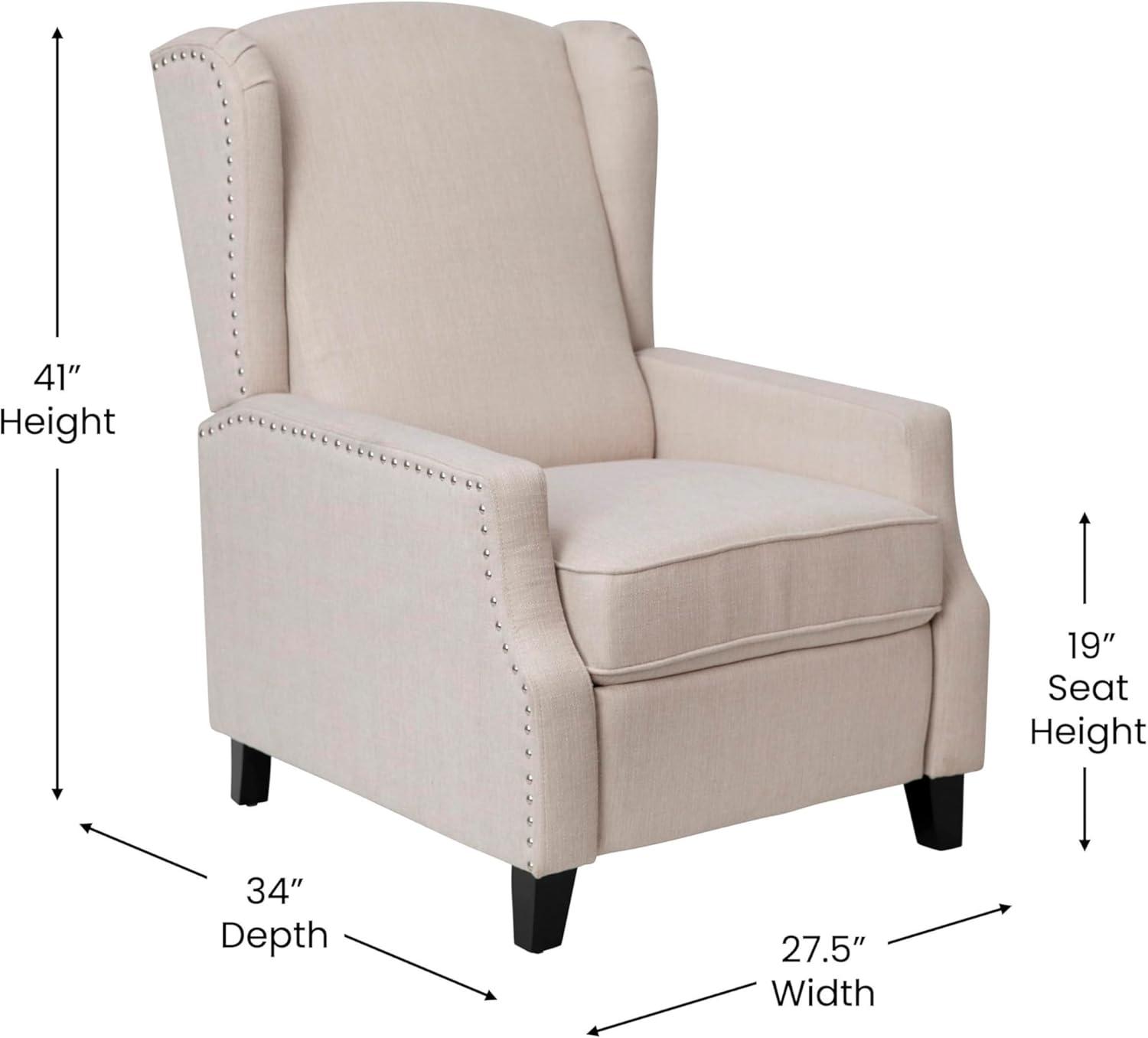 Fulton Push Back Wing Back Pocket Spring Recliner with Side Accent Nail Trim