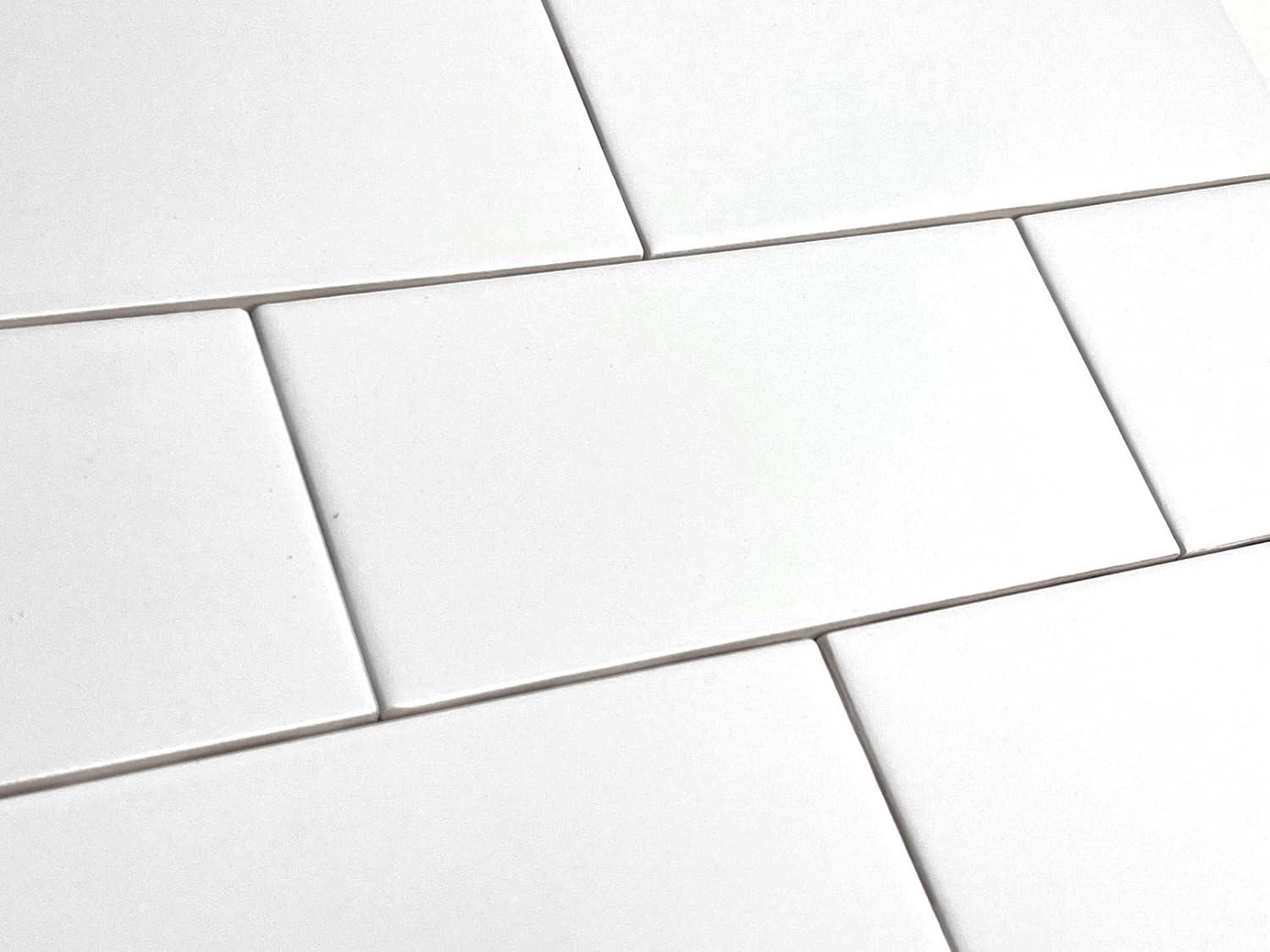 Tenedos White Ceramic 3x6 Glossy Subway Wall Tile Backsplash for Kitchen, Bathroom Shower, Accent Decor, Fireplace (80 Pieces - Box of 10 sq.ft.)